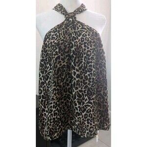 Lilly Pulitzer Caden Top Womens Medium Onyx Leopard Print Halter Tank